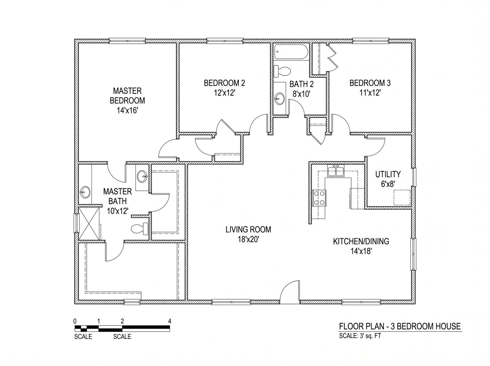 Technical architectural floor plan in black and white