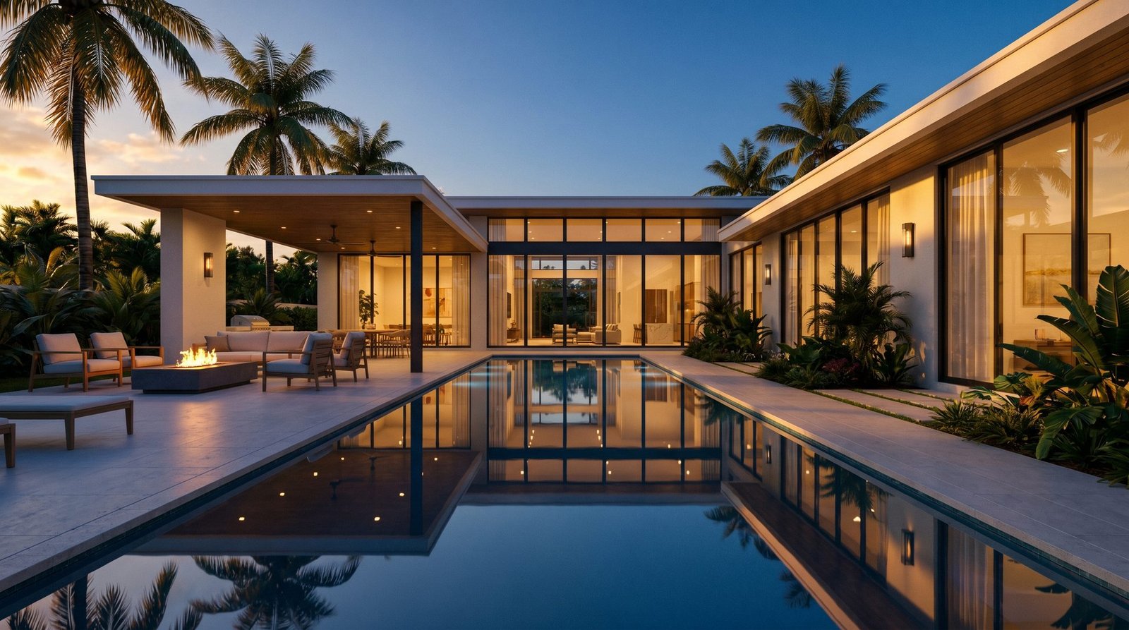 Render of the backyard and pool used in the video tour